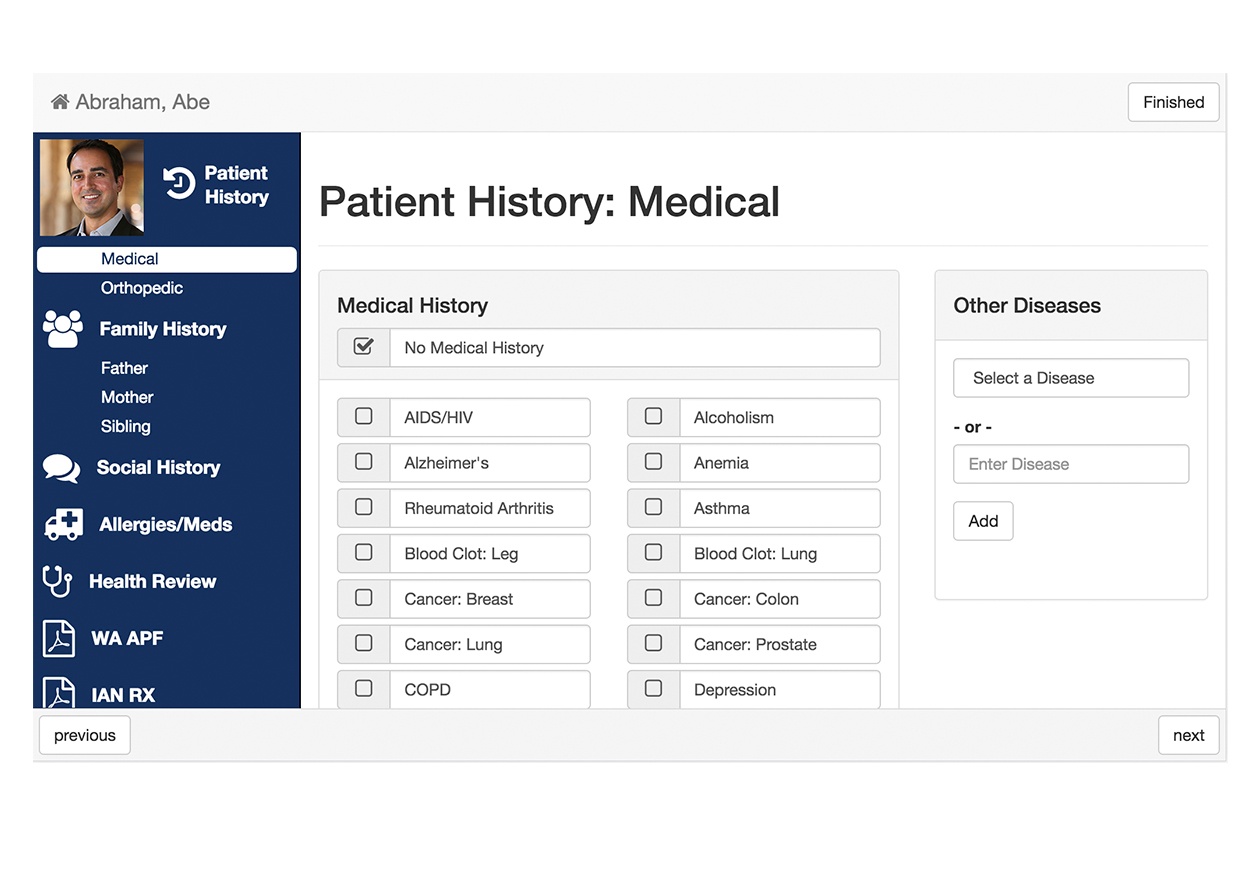 kiosk LP screenshots patient history
